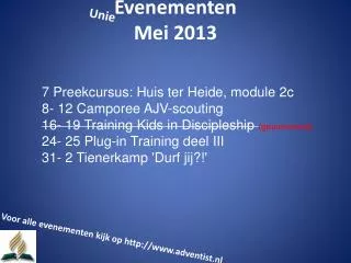 evenementen mei 2013