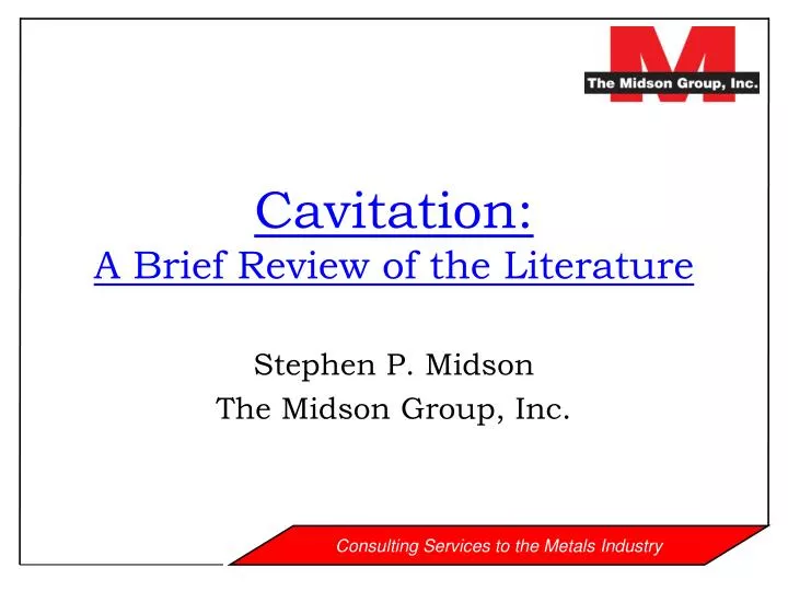 cavitation a brief review of the literature