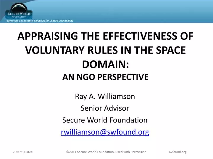 appraising the effectiveness of voluntary rules in the space domain an ngo perspective