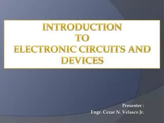 Introduction to Electronic Circuits and Devices