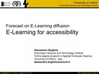 Forecast on E-Learning diffusion E-Learning for accessibility