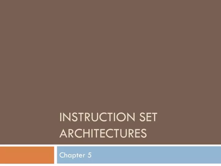 instruction set architectures