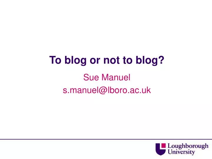 to blog or not to blog