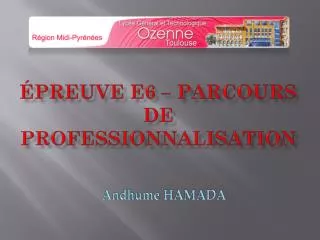preuve e6 parcours de professionnalisation