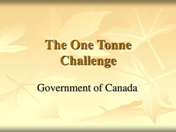 the one tonne challenge