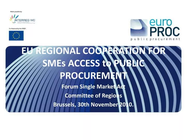 eu regional cooperation for smes access to public procurement