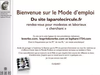 bienvenue sur le mode d emploi