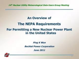 14 th Nuclear Utility Meteorological Data Users Group Meeting