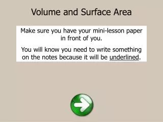 Volume and Surface Area