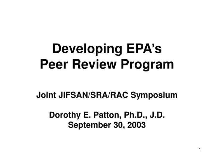 developing epa s peer review program