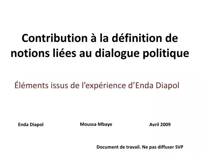 contribution la d finition de notions li es au dialogue politique