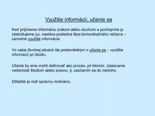 vyu itie inform ci u enie sa