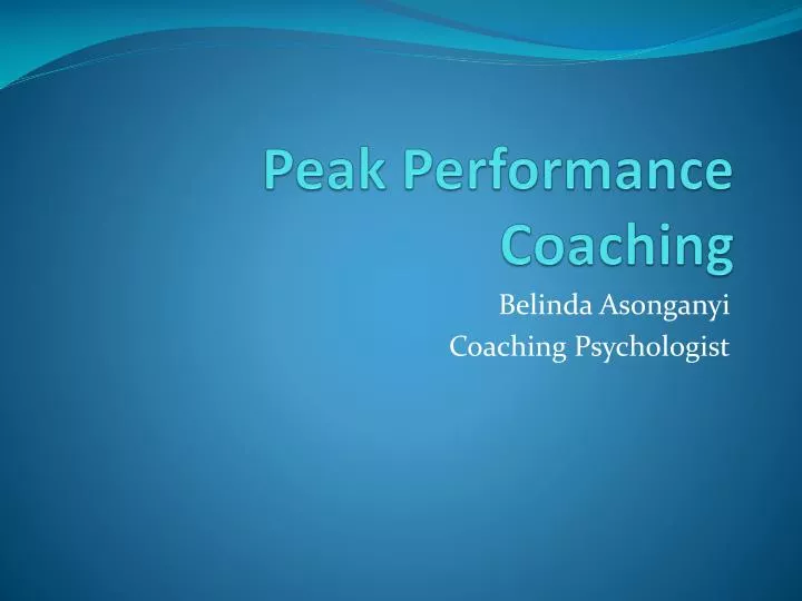 peak performance coaching
