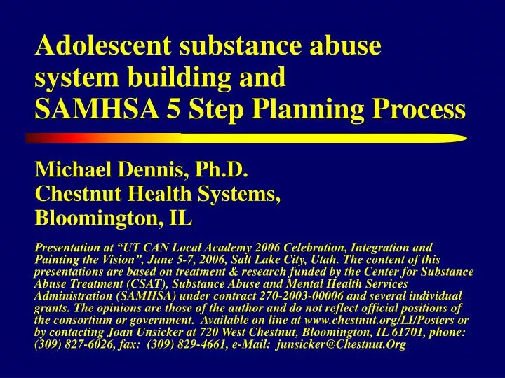 adolescent substance abuse system building and samhsa 5 step planning process