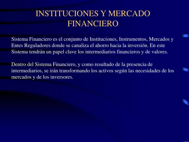instituciones y mercado financiero