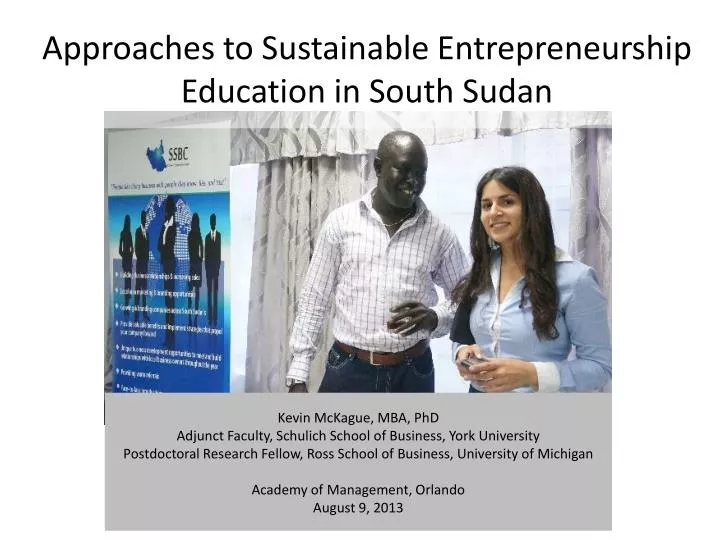 approaches to sustainable entrepreneurship education in south sudan