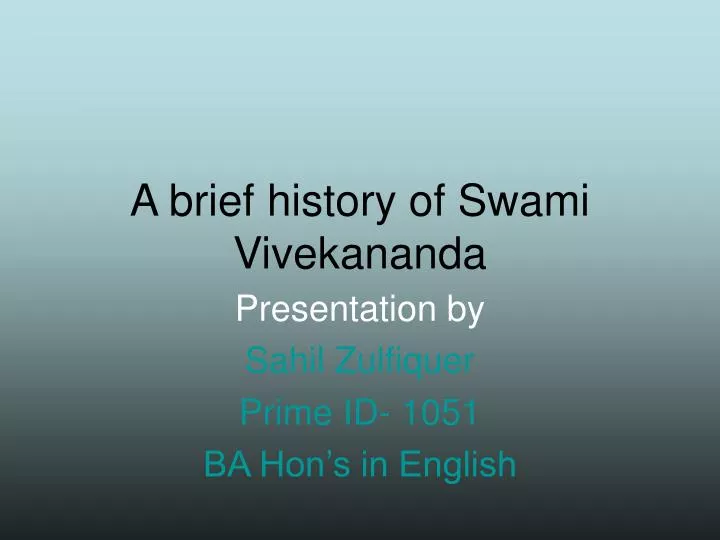 a brief history of swami vivekananda
