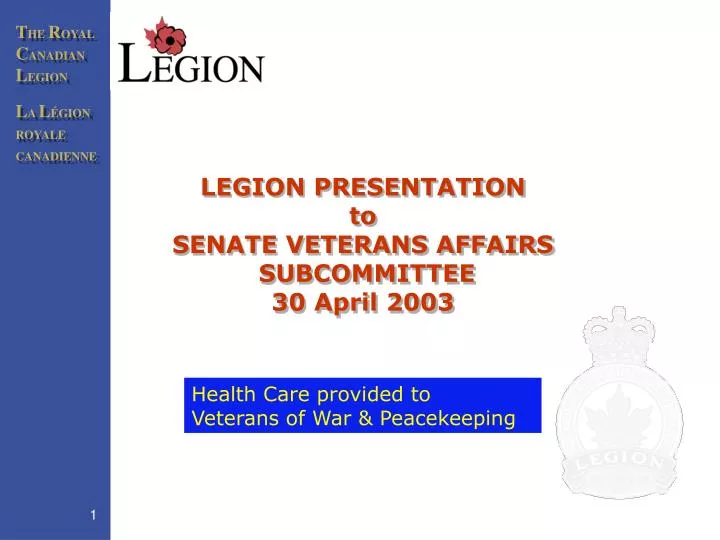 legion presentation to senate veterans affairs subcommittee 30 april 2003