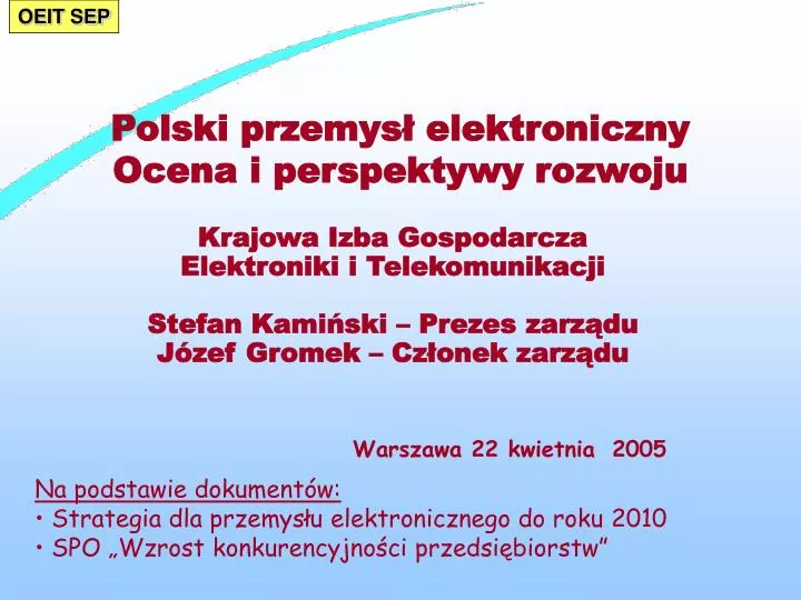 polski przemys elektroniczny ocena i perspektywy rozwoju