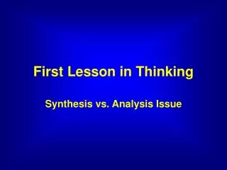 First Lesson in Thinking