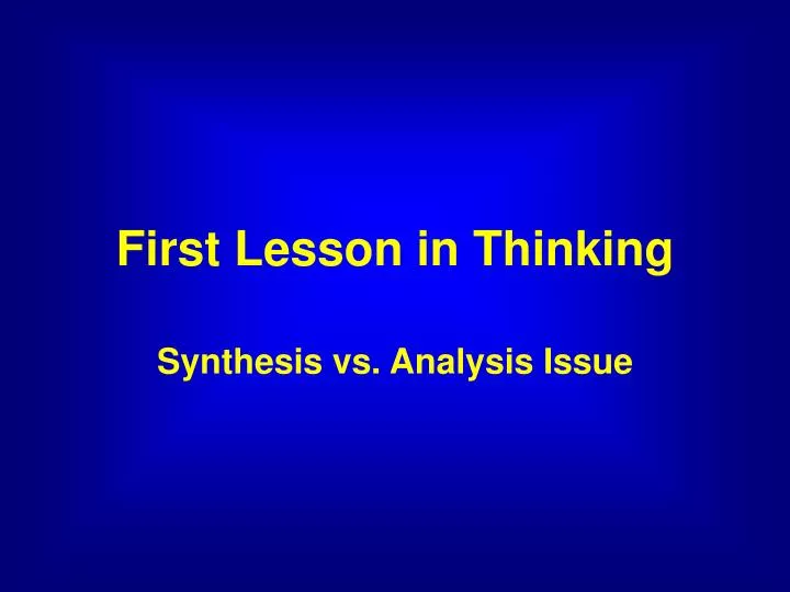 first lesson in thinking