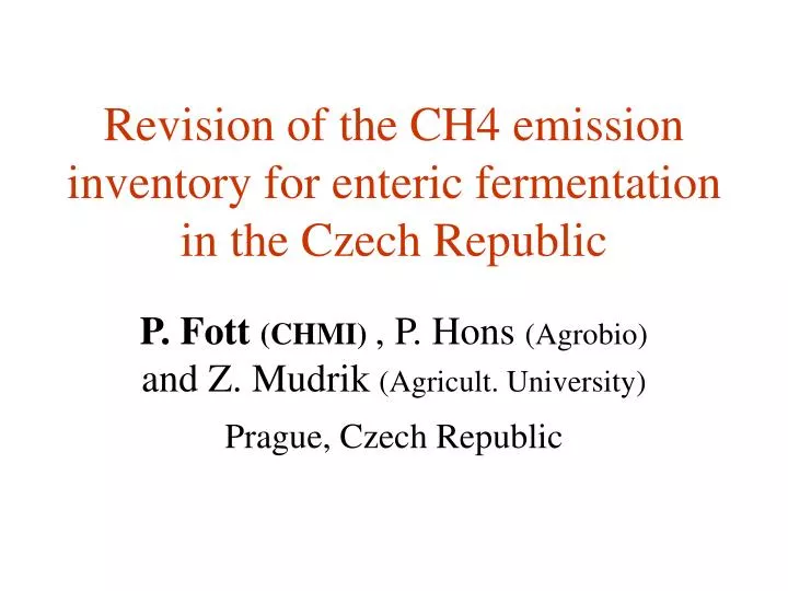 revision of the ch4 emission inventory for enteric fermentation in the czech republic
