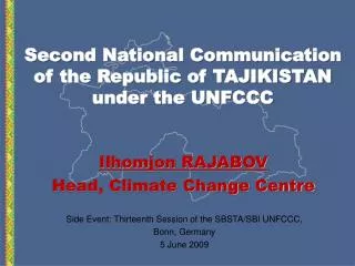 Second National Communication of the Republic of TAJIKISTAN under the UNFCCC