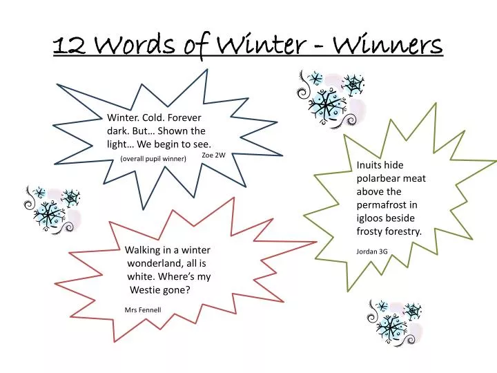 12 words of winter winners