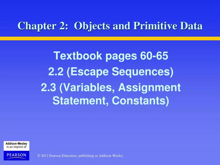 chapter 2 objects and primitive data