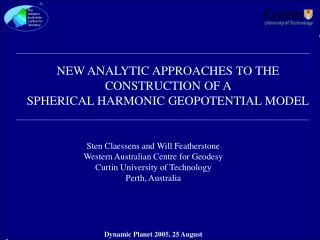 NEW ANALYTIC APPROACHES TO THE CONSTRUCTION OF A SPHERICAL HARMONIC GEOPOTENTIAL MODEL