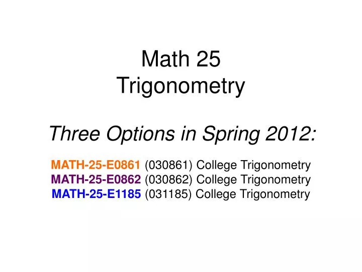 math 25 trigonometry