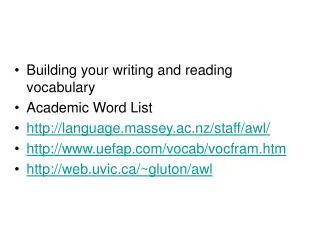 Building your writing and reading vocabulary Academic Word List