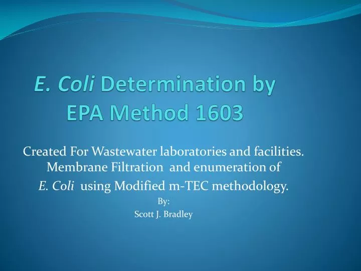 e coli determination by epa method 1603
