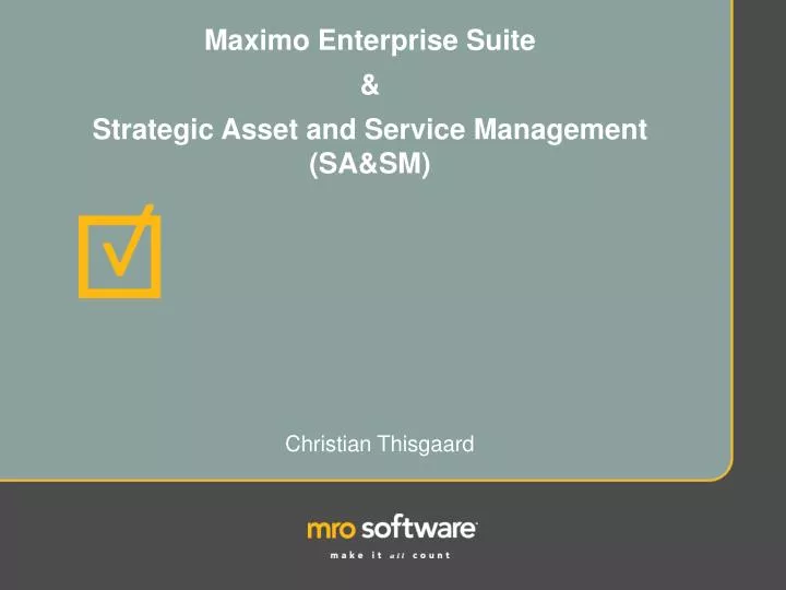 maximo enterprise suite strategic asset and service management sa sm