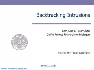 Backtracking Intrusions