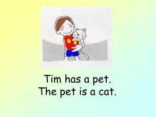 Tim has a pet. The pet is a cat.
