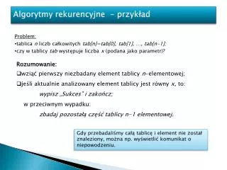 algorytmy rekurencyjne przyk ad