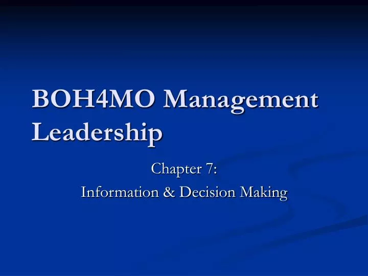 boh4mo management leadership