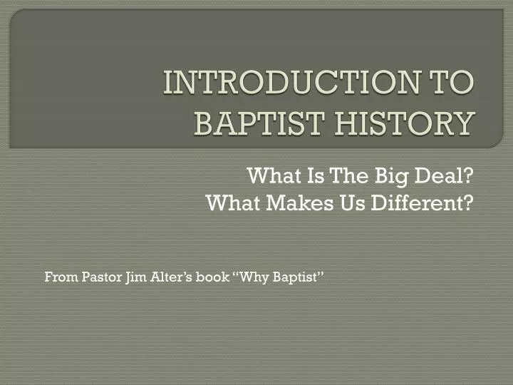 introduction to baptist history