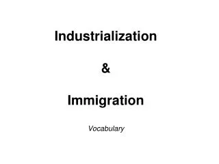 Industrialization &amp; Immigration Vocabulary