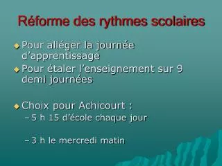 r forme des rythmes scolaires