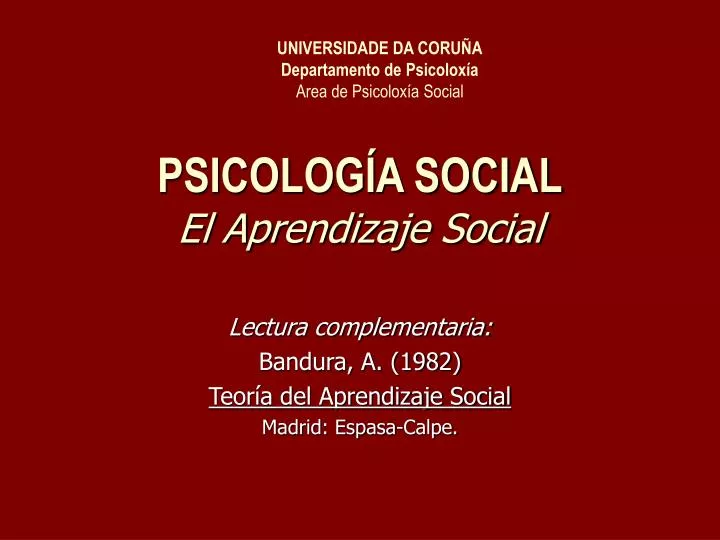 psicolog a social el aprendizaje social