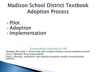 Madison School District Textbook Adoption Process