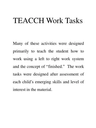 TEACCH Work Tasks