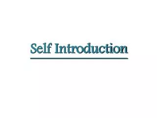 Self Introduction