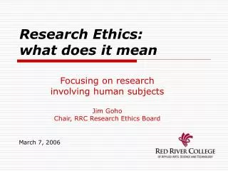 Research Ethics: what does it mean