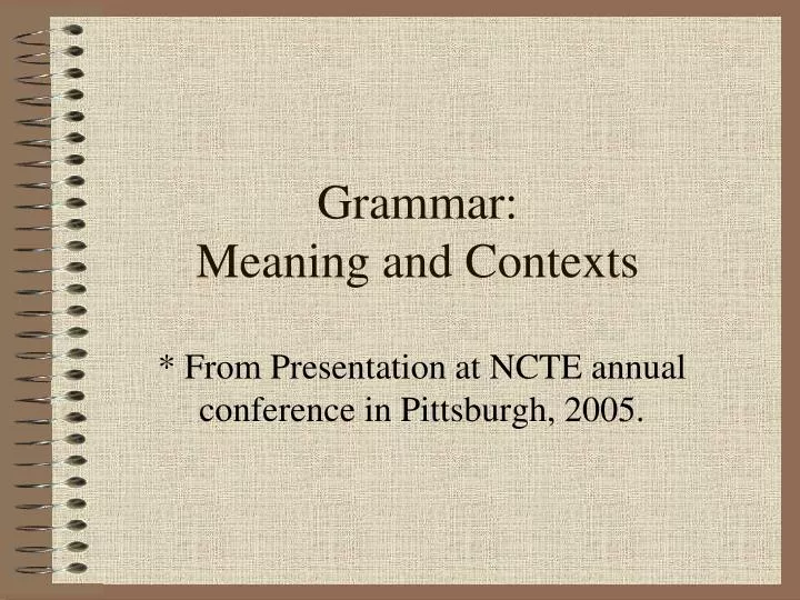 grammar meaning and contexts