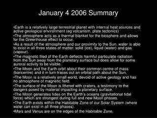 January 4 2006 Summary