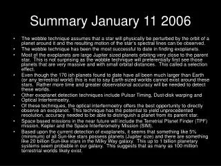 Summary January 11 2006