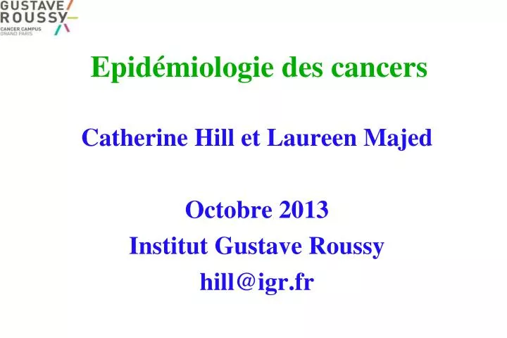 epid miologie des cancers